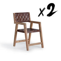 STUHL SET 2 Naturleder und Mangoholz - Braun, Fell (62/90/53cm) - Giner y Colomer