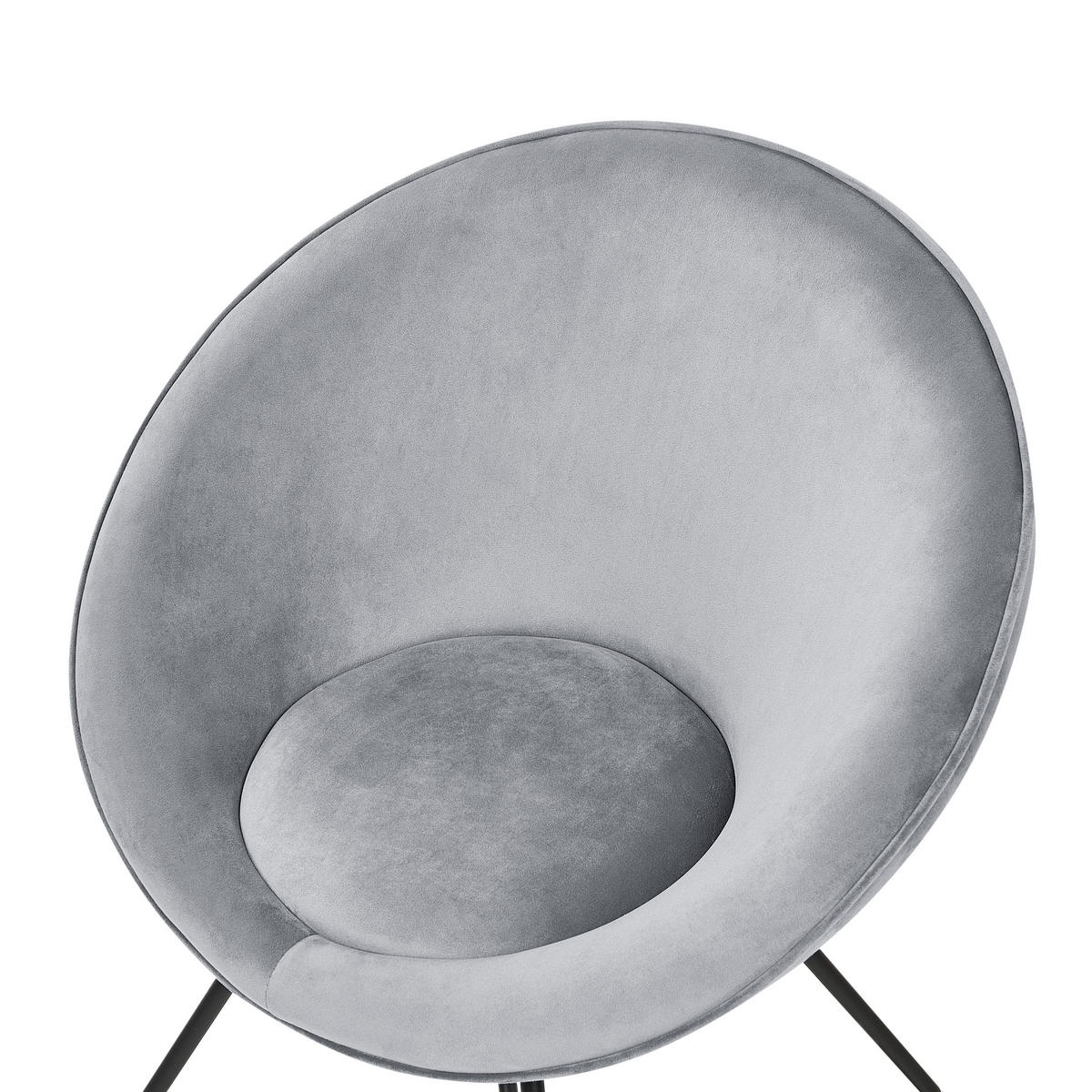 FOTELJ žamet svetlo siva/črna okrogel Floby II - črna/siva, tekstil (69/80/58cm) - Beliani