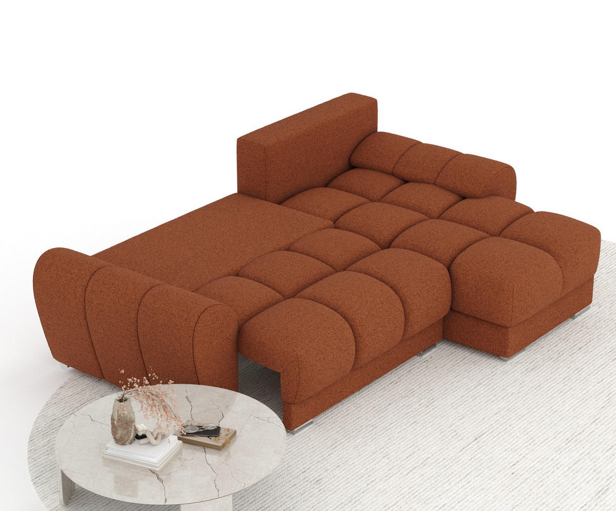 ECKSOFA MIT SCHLAFFUNKTION Peebles Kupferfarbe Webstoff - Chromfarben/Kupferfarben, Holz/Holzwerkstoff (256/175cm) - Maison de Reve