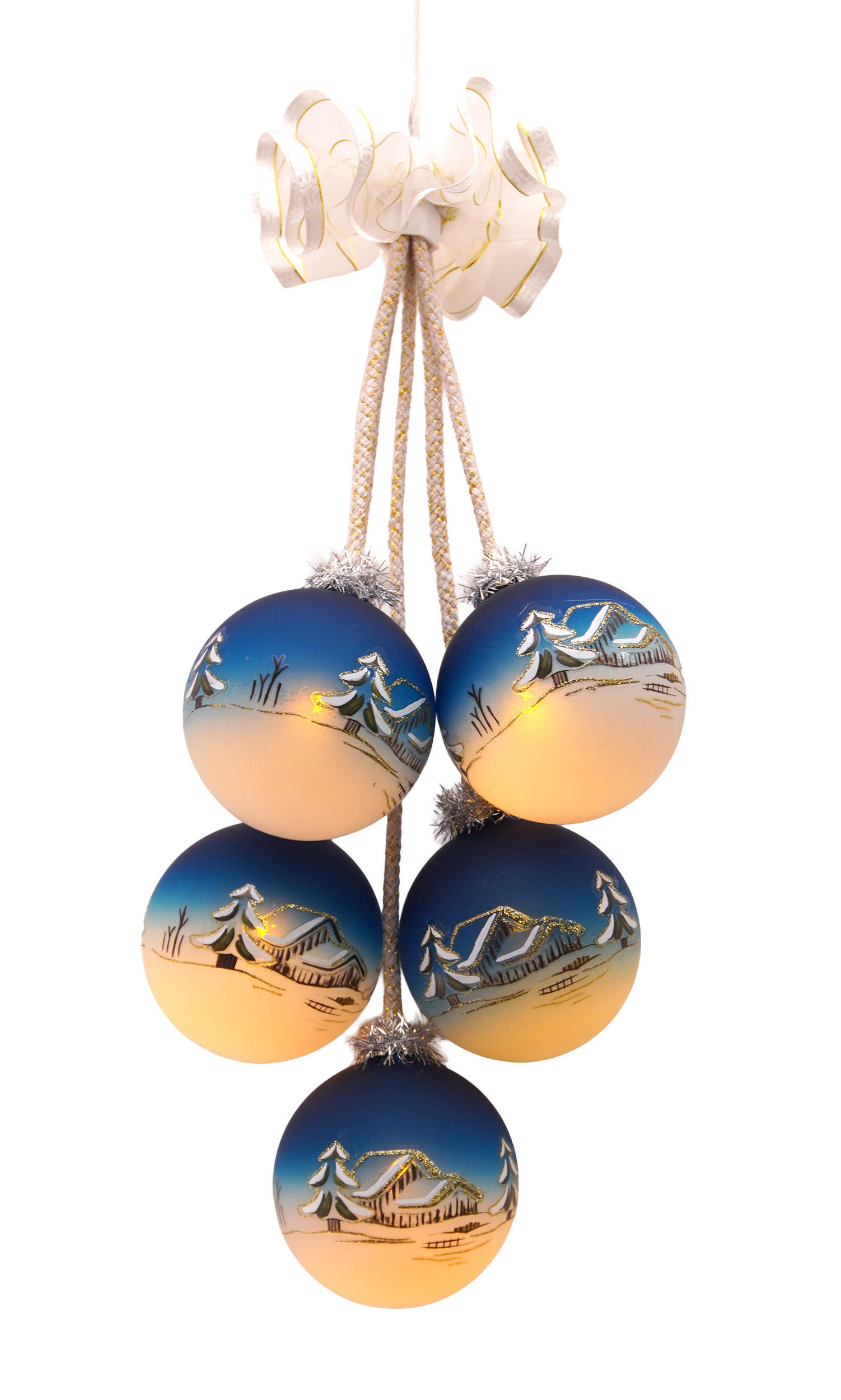 CHRISTBAUMKUGELN LED Leuchtgehänge Blau 8cm (Glas / 1 Stk.) - Blau, Glas (8/8/8cm)