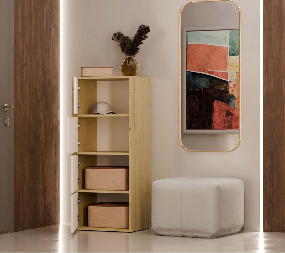 KOMMODE Artisan, Weiß 50/119/40 - Weiß/Eiche Artisan, Holzwerkstoff (50/119/40cm) - RAUMHIRSCH FURNITURE