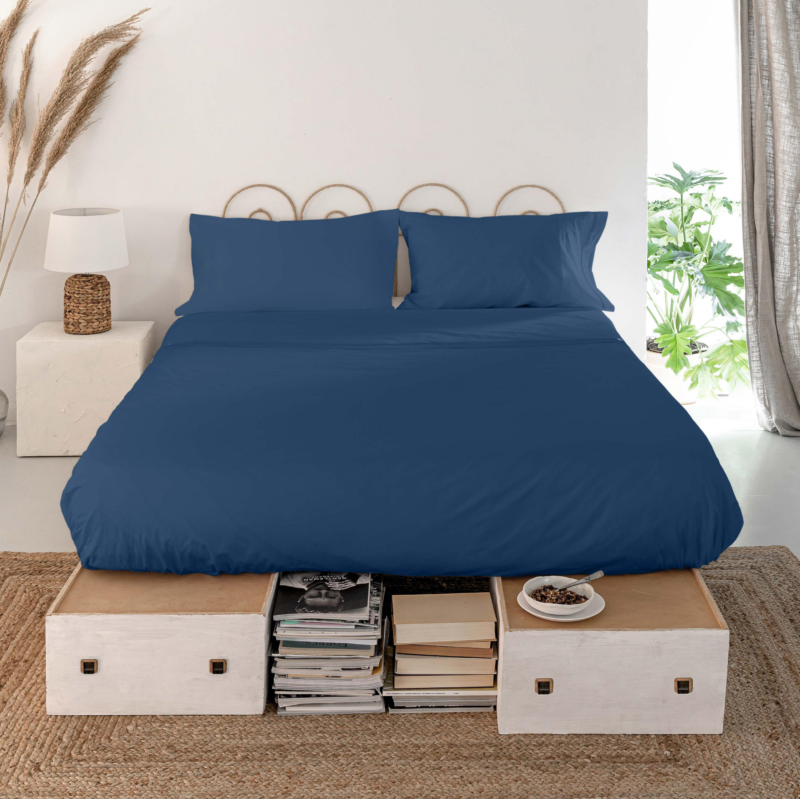 OBERBETTLAKEN basic 180x270 cm dunkelblau - Dunkelblau, Textil (180/270cm) - Happy Friday