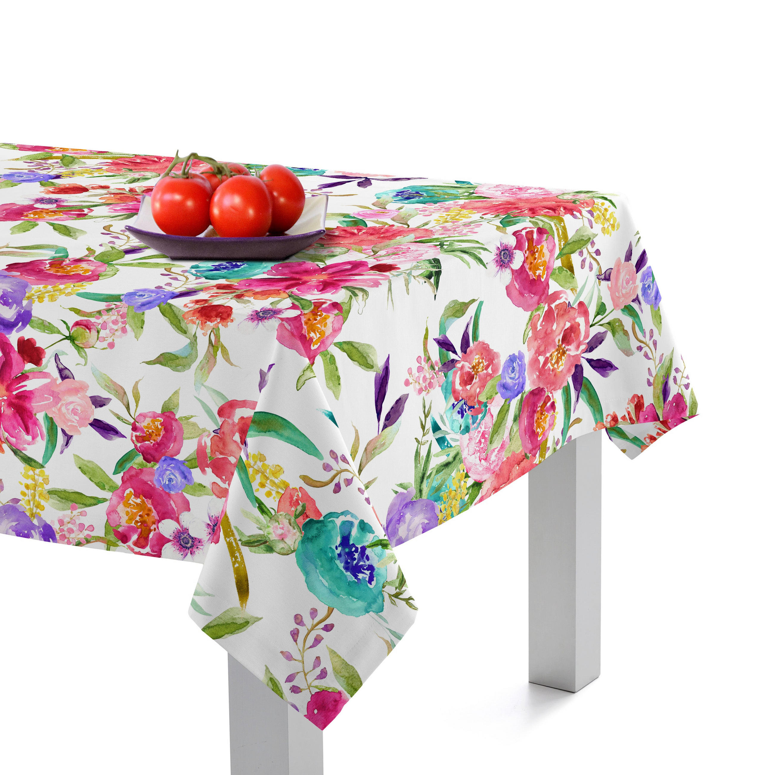 TISCHDECKE pink bloom 150x150 cm mehrfarbig - Multicolor, Textil (150/150/0.2cm) - Happy Friday