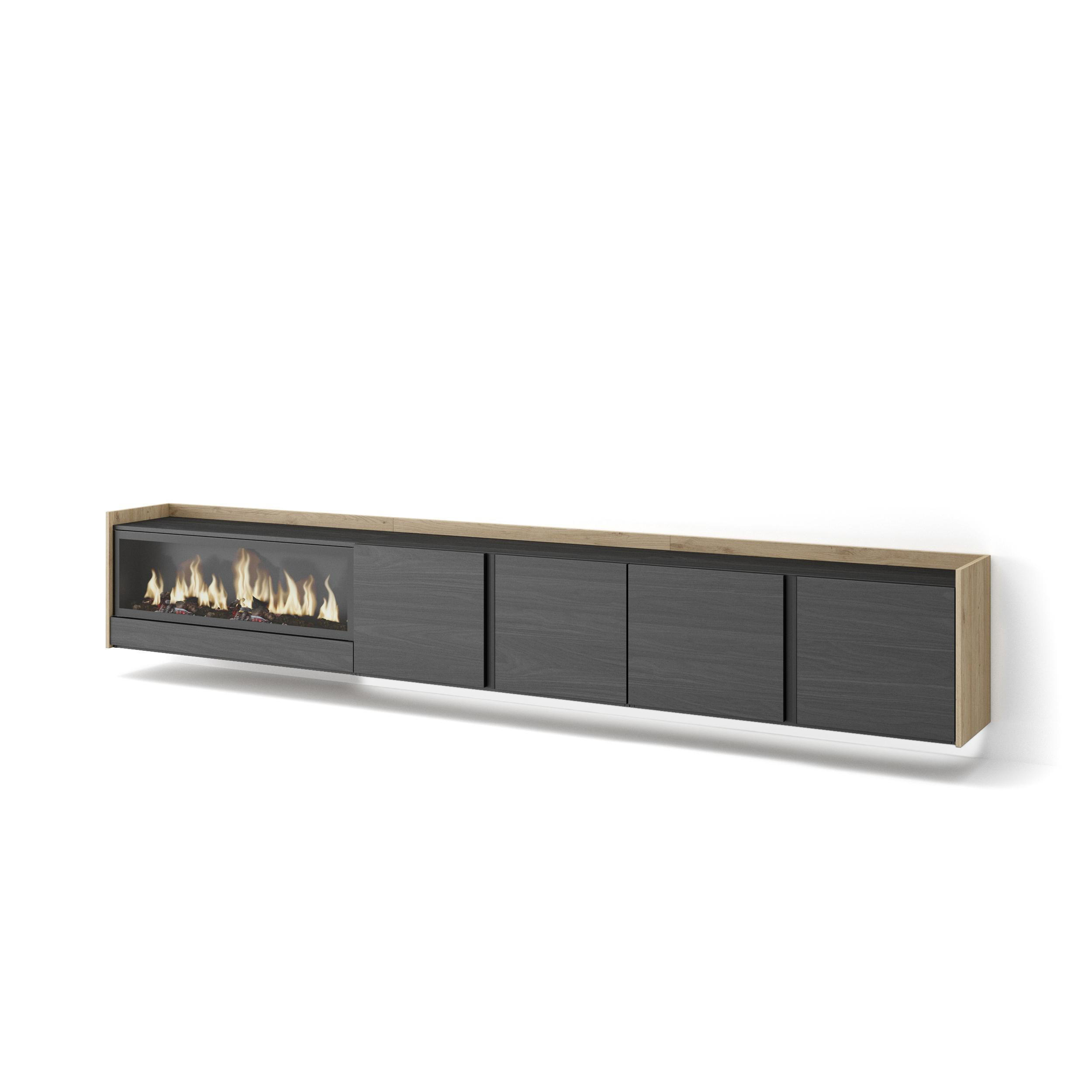 Skraut Home Lowboard, Schwarz 315x50x35 cm