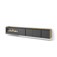 LOWBOARD, Schwarz und Eiche, 315/35/50cm, Kamin mit Feuereffekt XXL - Schwarz, Holzwerkstoff (315/50/35cm) - Skraut Home