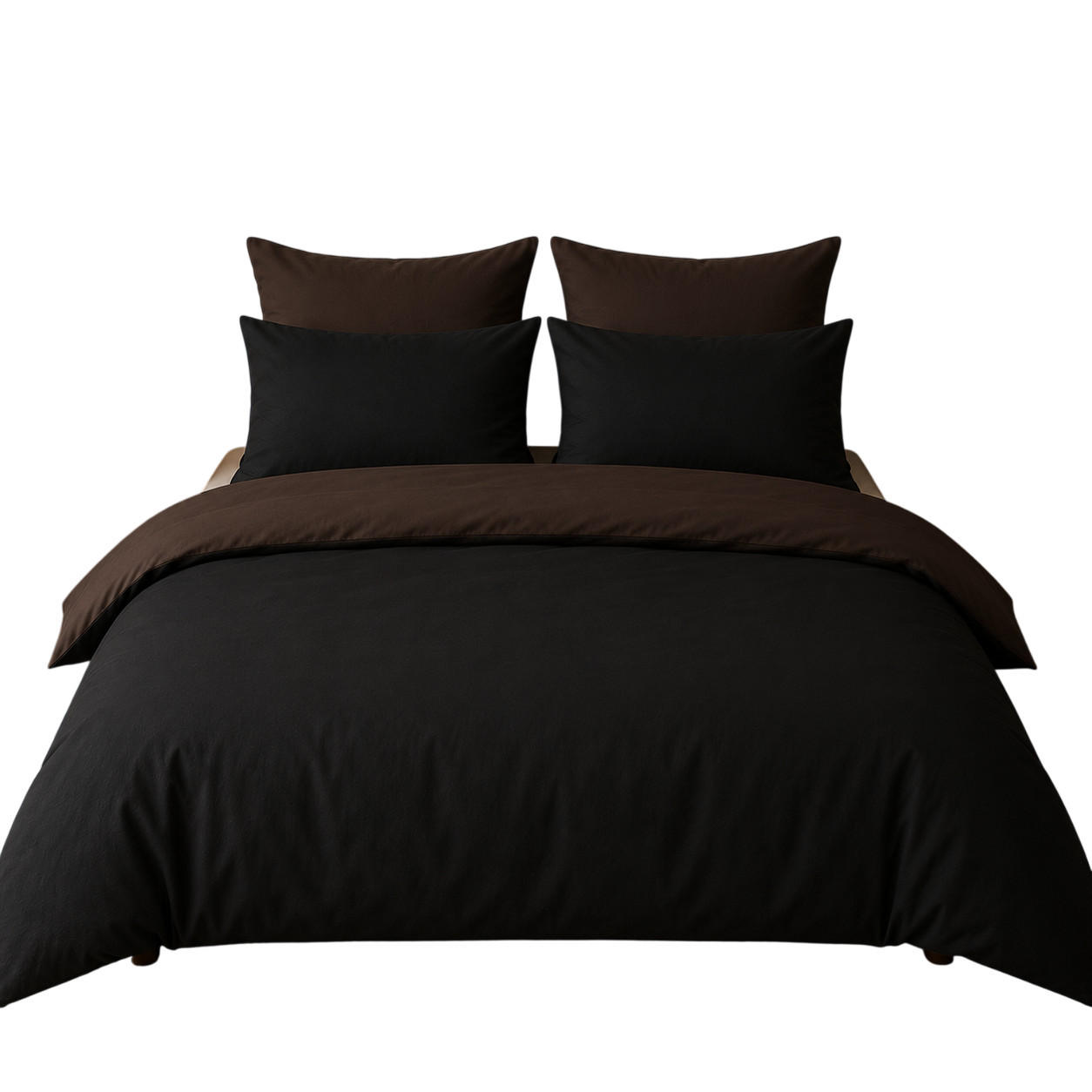 WENDEBETTWÄSCHE 5-teilig 200/200cm SCHWARZ-BRAUN - Schwarz, Textil (200/200cm) - ROLFNERS