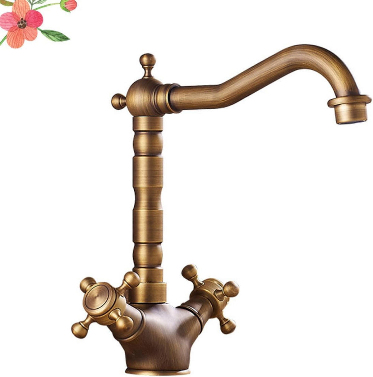 BADEZIMMERARMATUR, antiker Stil, 24 x 23 cm, Messingfarbe. - Goldfarben, Metall (41/7/24cm) - Vallsero