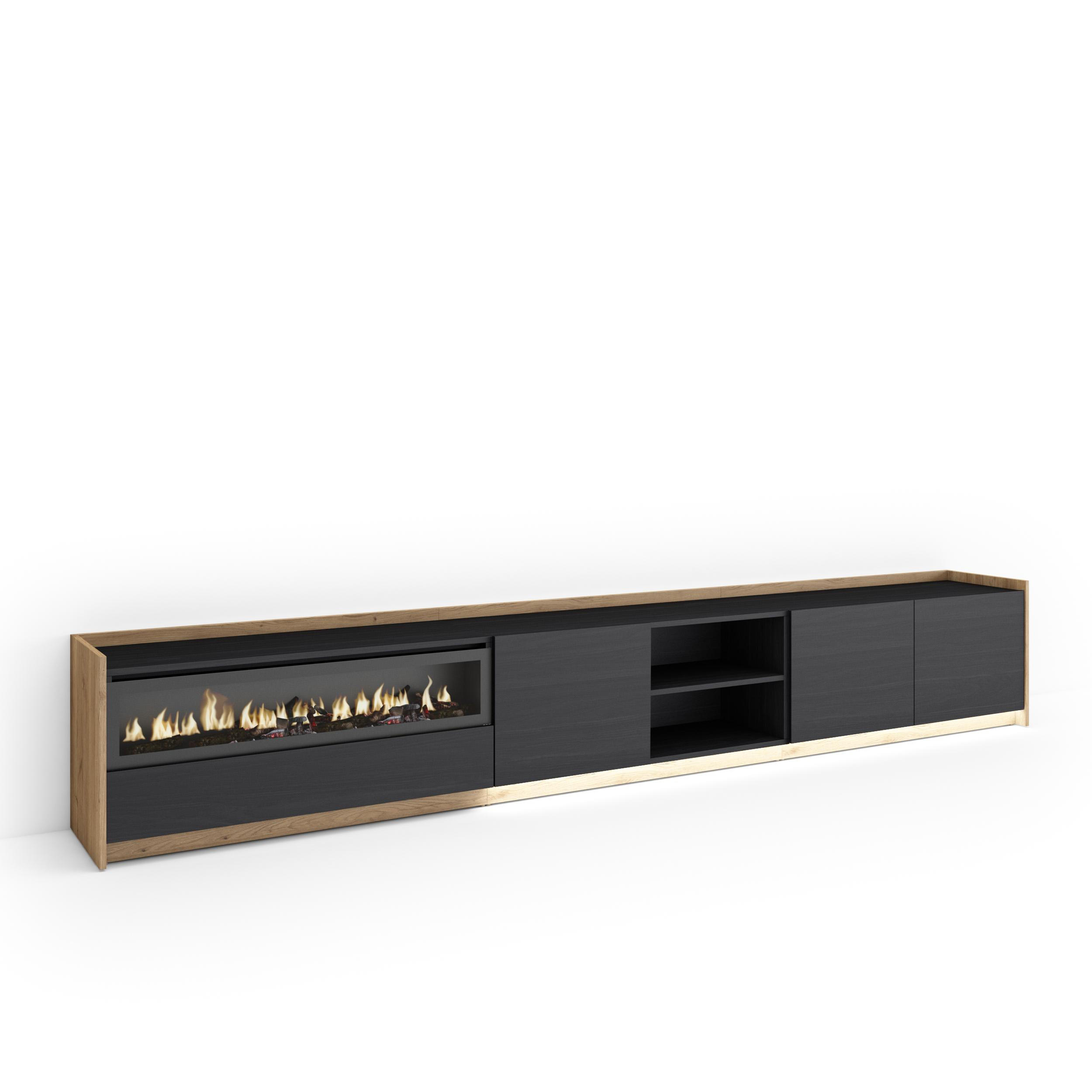 Skraut Home Lowboard, Schwarz 310x50x37 cm