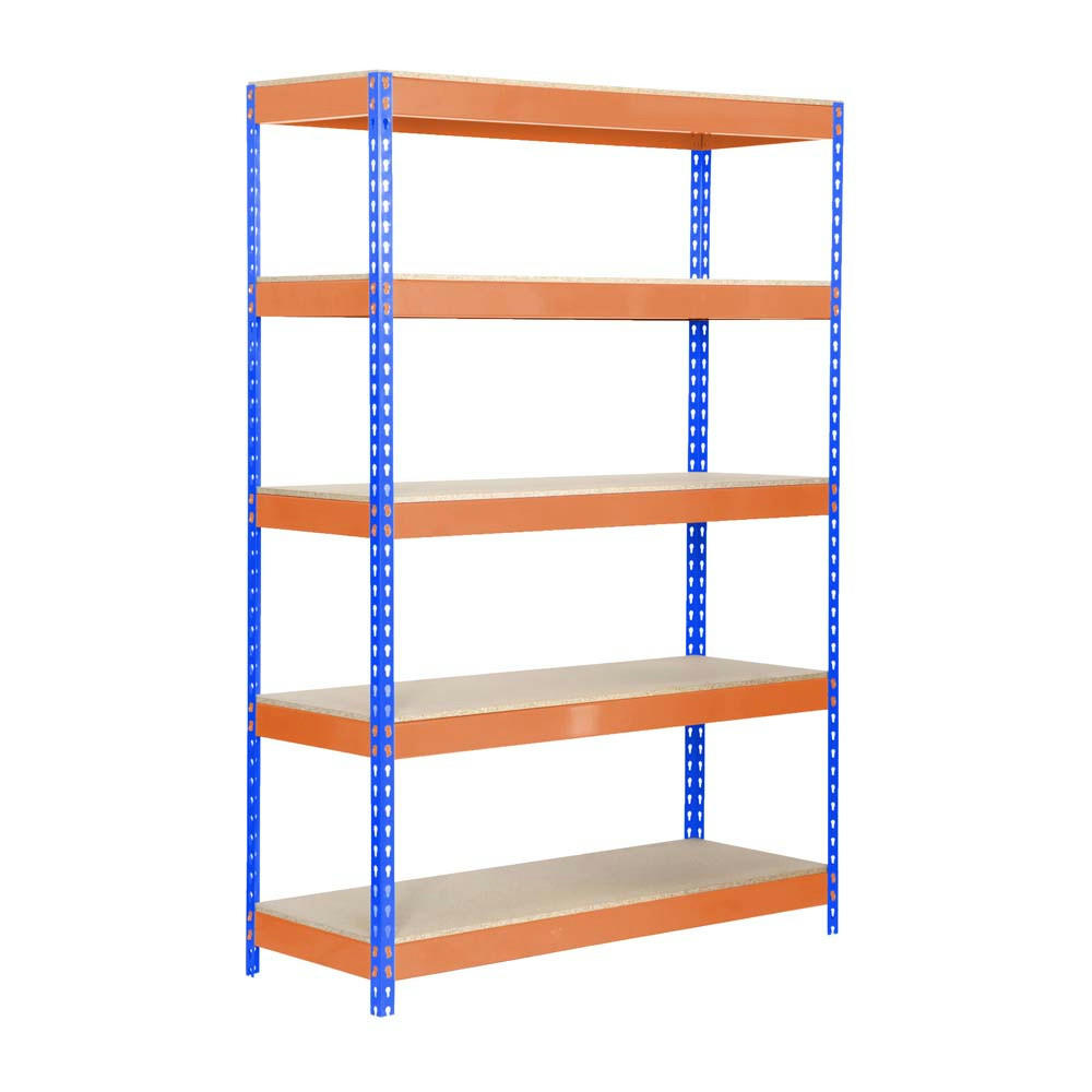 SCHWERLASTREGAL WOOD YETI LIGHT FIVE | HxBxT 200x100x45cm | Fachlast 300kg | Blau-Orange - Gelb, Metall (100/200/45cm) - PROREGAL
