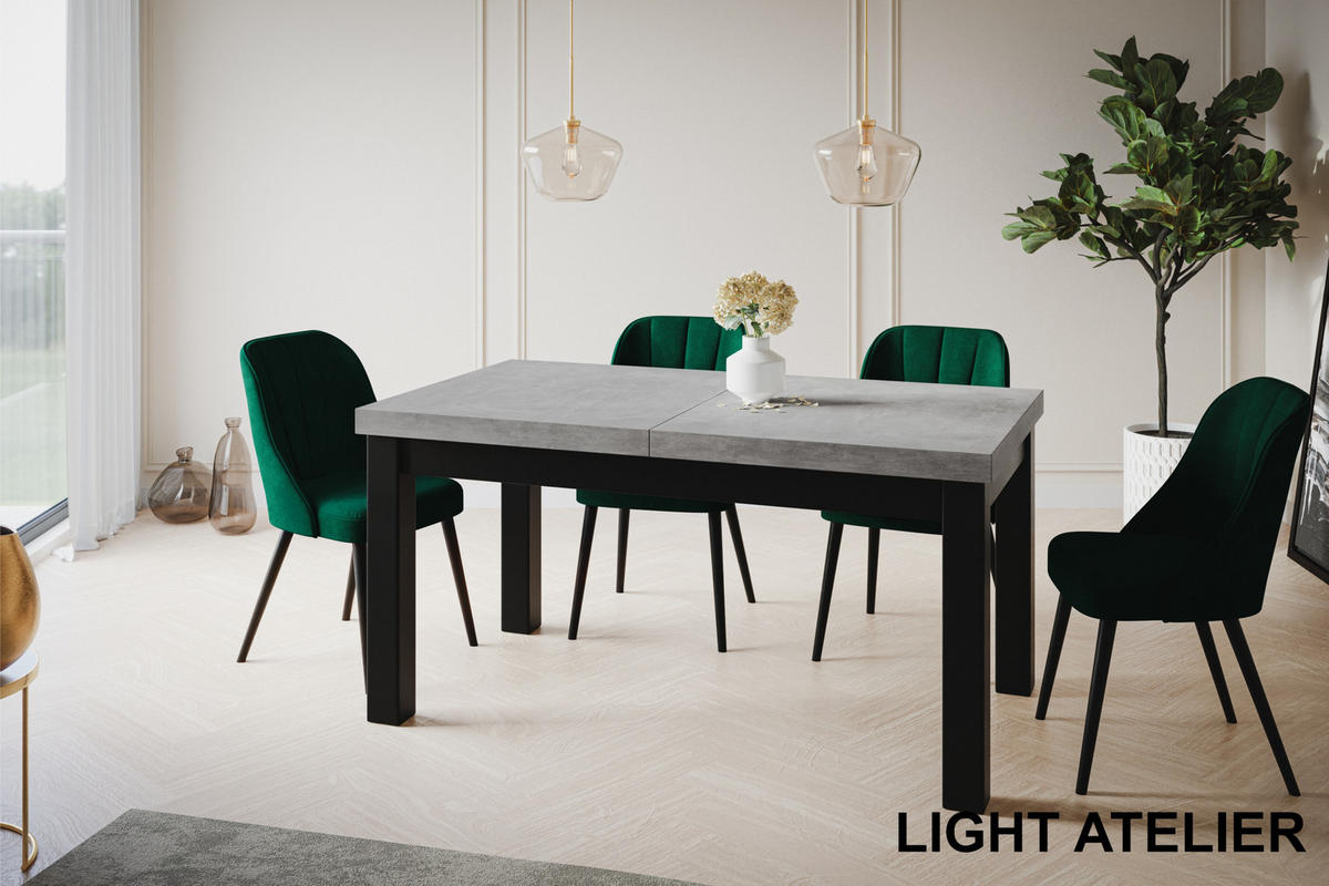 ESSZIMMERTISCH CLASSIC, ausziehbarer Tisch 120-160X80X78 cm, Farbe: ATELIER, mit Holzbeinen in Farbe Weiß - Weiß/Grau, Holzwerkstoff (120/80/78cm) - Alpi-Möbel
