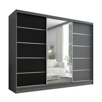 SCHWEBETÜRENSCHRANK 200 cm AURELIA 1 Farbe: Graphit, Schwarz, Graphit - Graphitfarben/Schwarz, Holzwerkstoff (200/215/60cm) - A&J MöbelLand