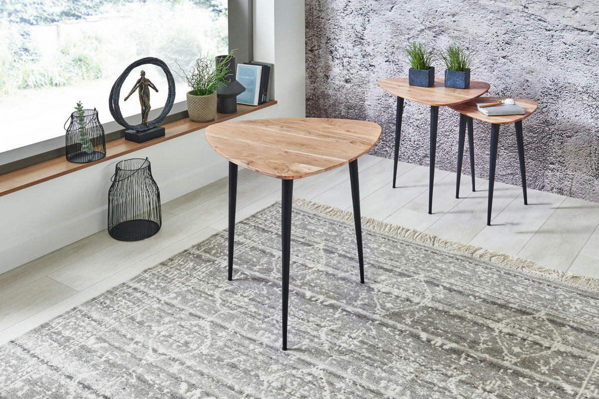 COUCHTISCH ELSA - Beige/Schwarz, Holz/Metall (60/60/57cm) - SAM