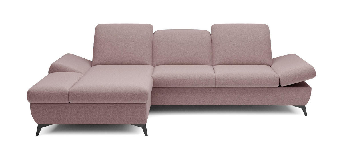 ECKSOFA FELICE L-S Rosa Geflochtener Stoff mit Schlaffunktion - Rosa, Holz (284/166cm) - MASSENO