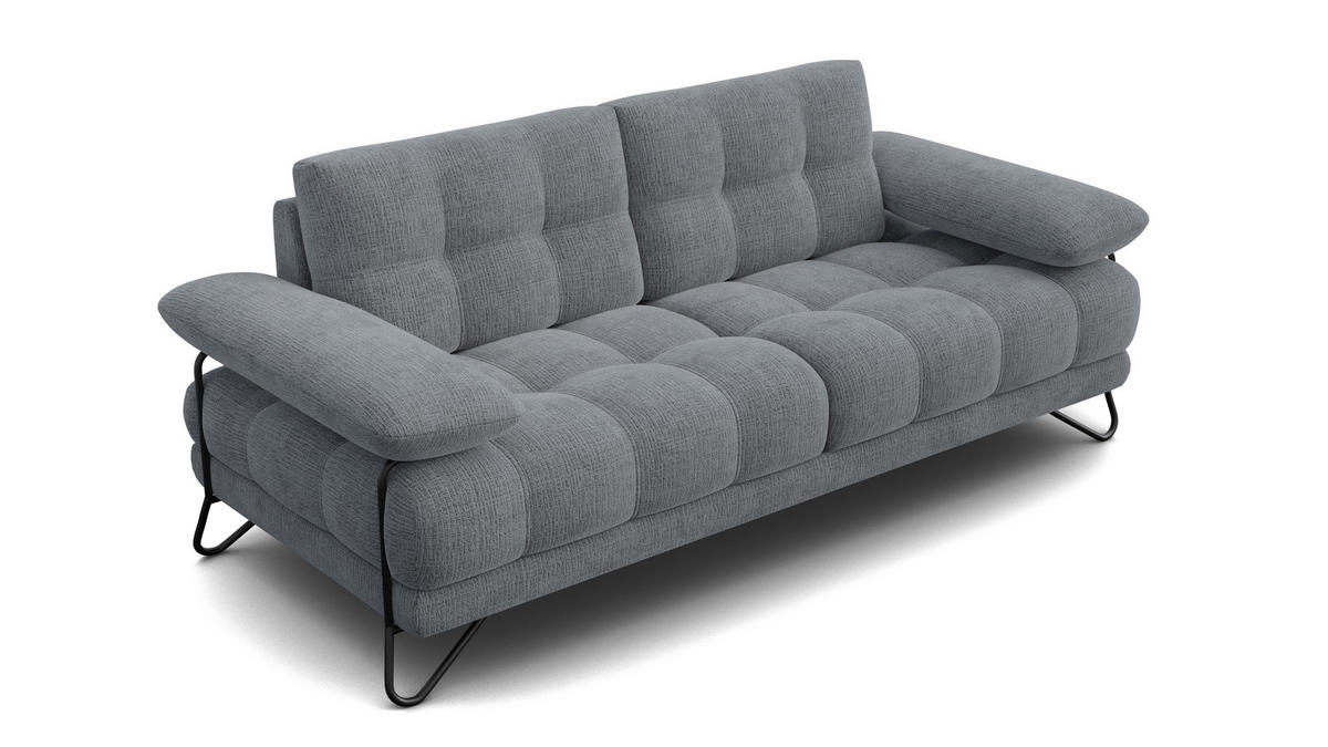 SOFA BUBBARA 2,5-Sitzer, dunkelgrau - Dunkelgrau/Schwarz, Holz/Textil (215/87/96cm) - Courtois Laville