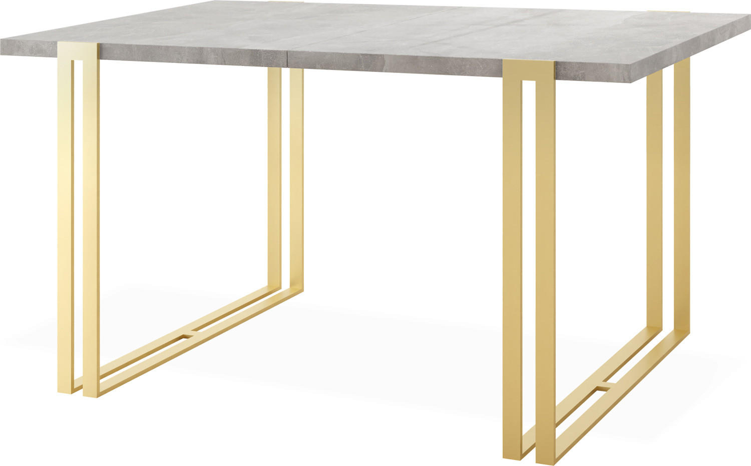ESSTISCH Stella rechteckig ausziehbar, Grauer Beton 160-260/90/76 cm - Goldfarben/Hellgrau, Holzwerkstoff/Metall (160/90/76cm) - WFL GROUP
