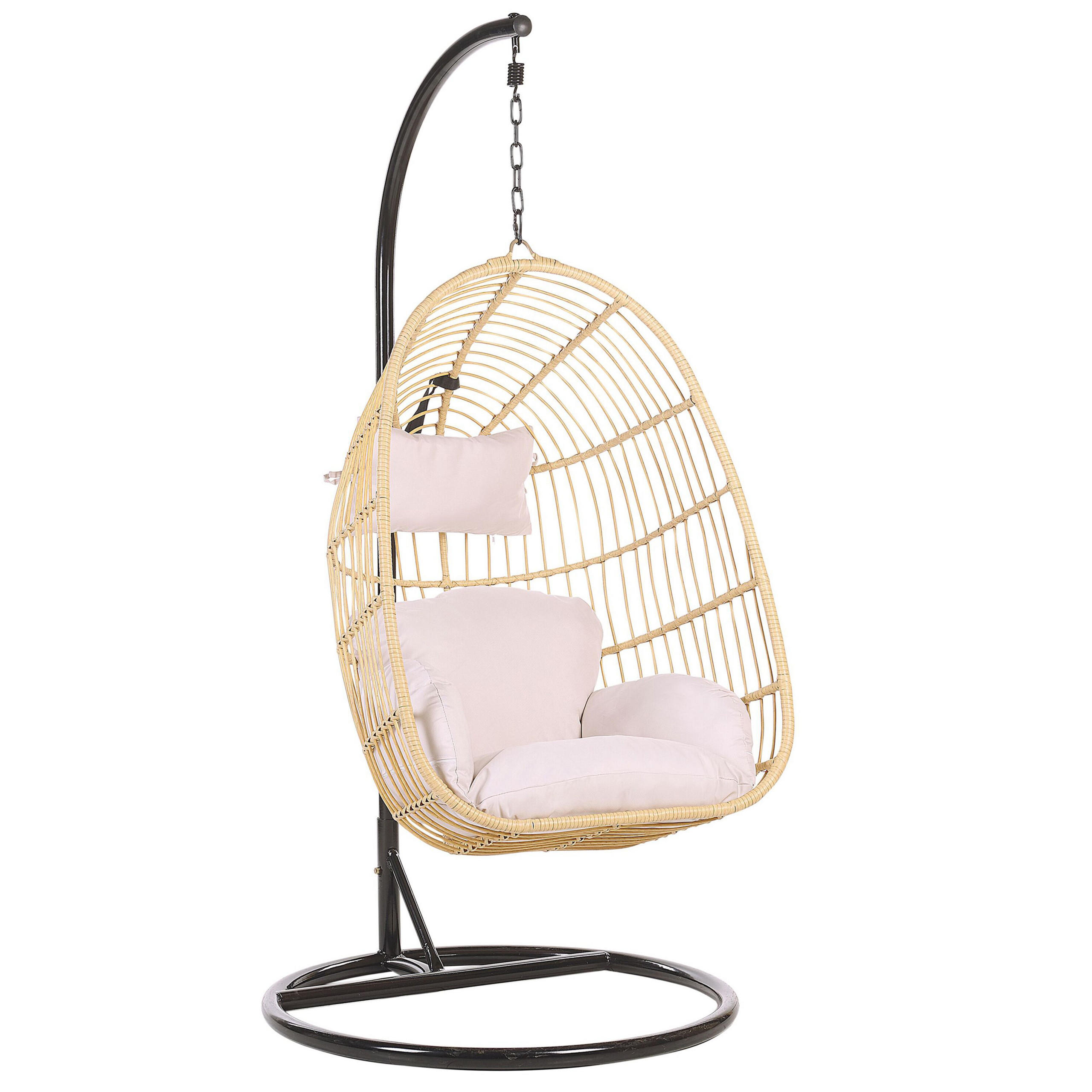 HÄNGESESSEL mit Gestell PE Rattan natürlich 97 cm Casoli - Naturfarben, Kunststoff (97/199/97cm) - Beliani