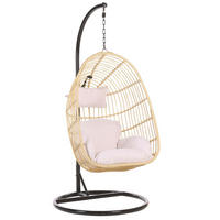 HÄNGESESSEL mit Gestell PE Rattan natürlich 97 cm Casoli - Naturfarben, Kunststoff (97/199/97cm) - Beliani