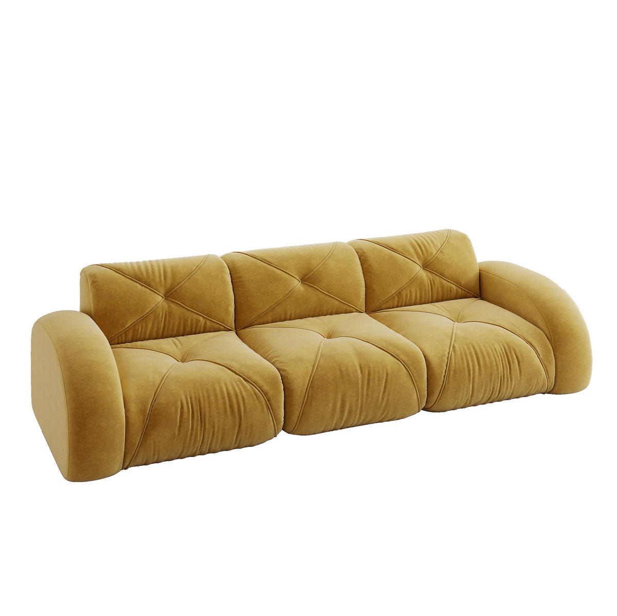 SOFA rahmenloses Modulsofa Chenille Gelb - Gelb, Kunststoff (95/76/281cm) - Meubliv