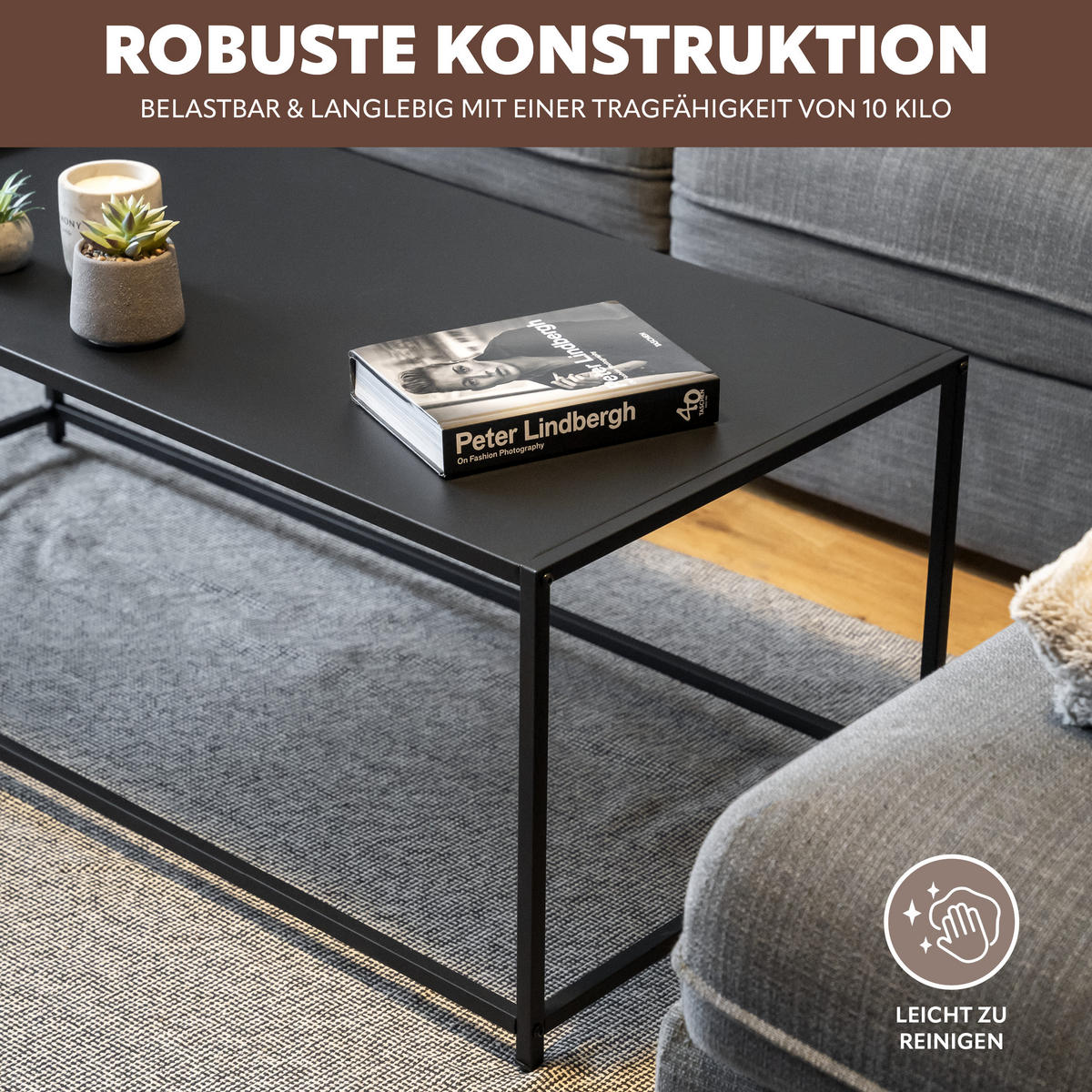 COUCHTISCH, schwarz, Metall - Schwarz, Metall (110/50/41cm) - eluno