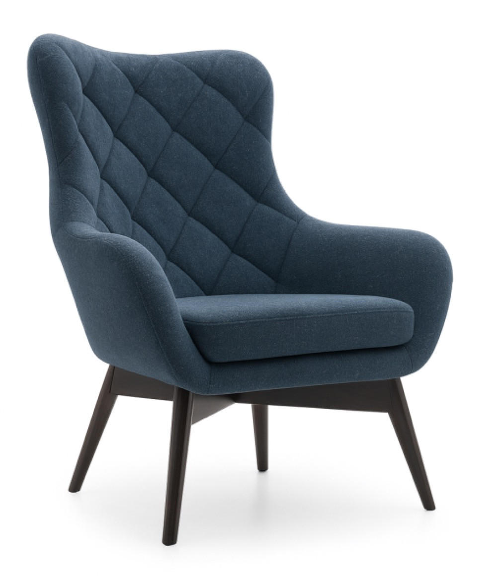 SESSEL Blau LISA CARO Auf Holzbeinen - Dunkelblau, Textil (88/108/88cm) - Sepro Meble