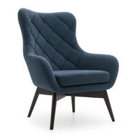SESSEL Blau LISA CARO Auf Holzbeinen - Dunkelblau, Textil (88/108/88cm) - Sepro Meble