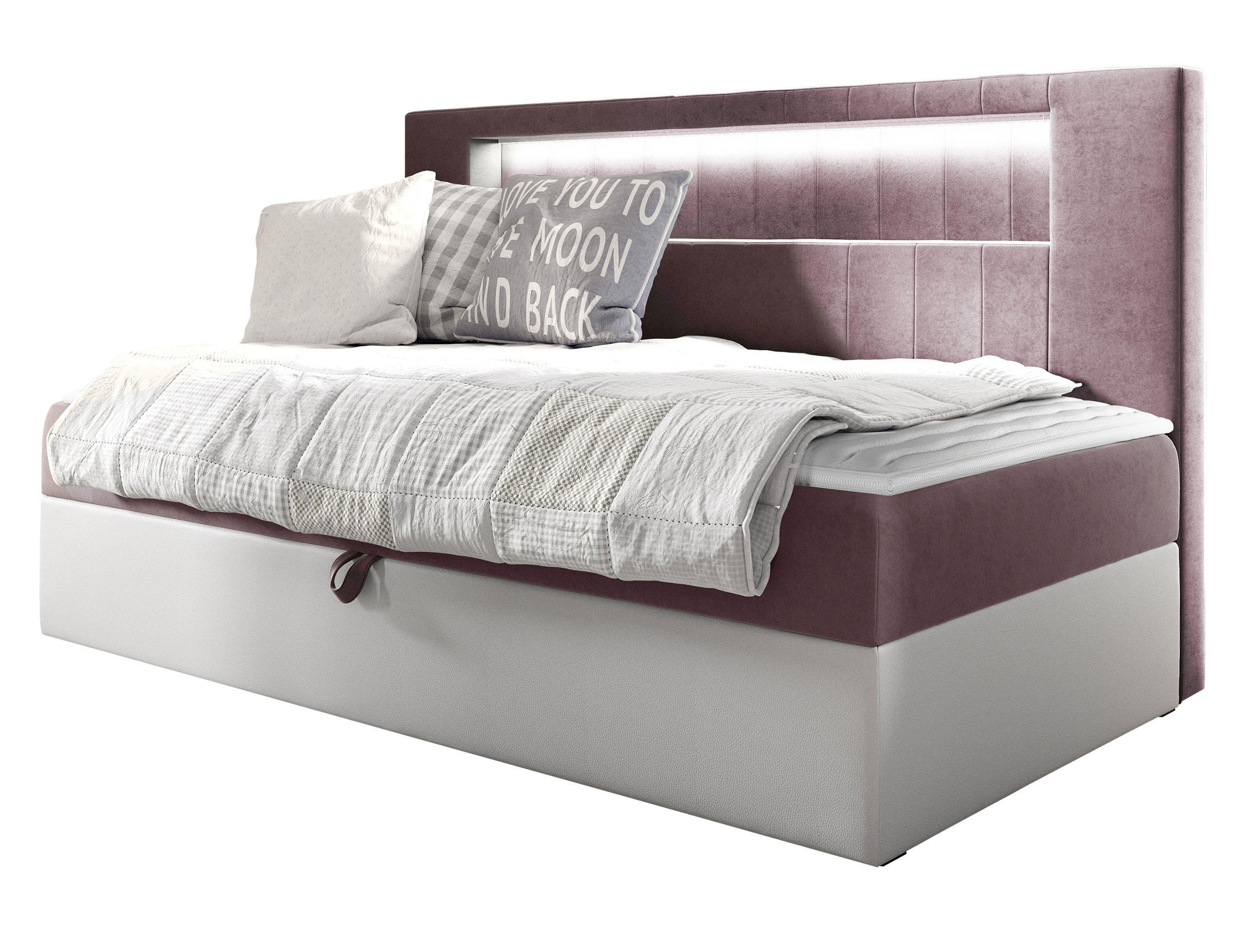 BOXBETT Gold Junior 2 - Weiß/Rosa, Holz (100/200cm) - MIRJAN24