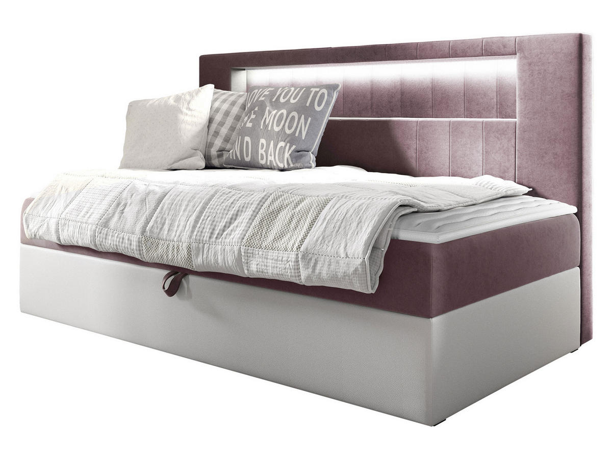 BOXBETT Gold Junior 2 - Weiß/Rosa, Holz (100/200cm) - MIRJAN24