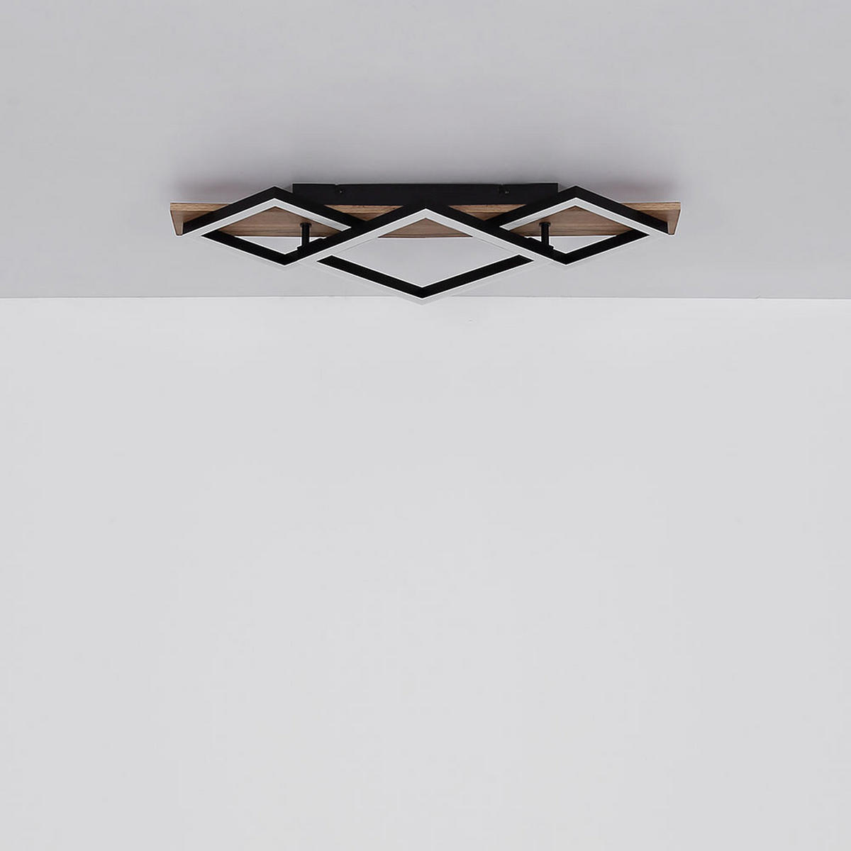 LED DECKENLEUCHTE Metall Schwarz Holzoptik - Schwarz, Metall (61/31/8.5cm) - Globo Lighting