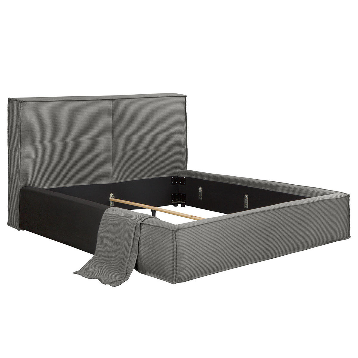 POLSTERBETT - Graphitfarben, Textil (180/200cm) - home24