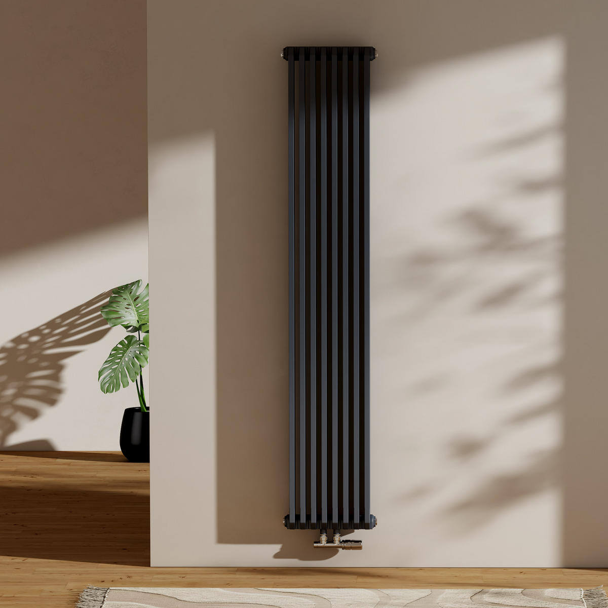 HEIZKÖRPER D-Profil Vertikal Mittelanschluss Anthrazit 180/34,8 cm - Anthrazit, Metall (35/180/10cm) - EMKE