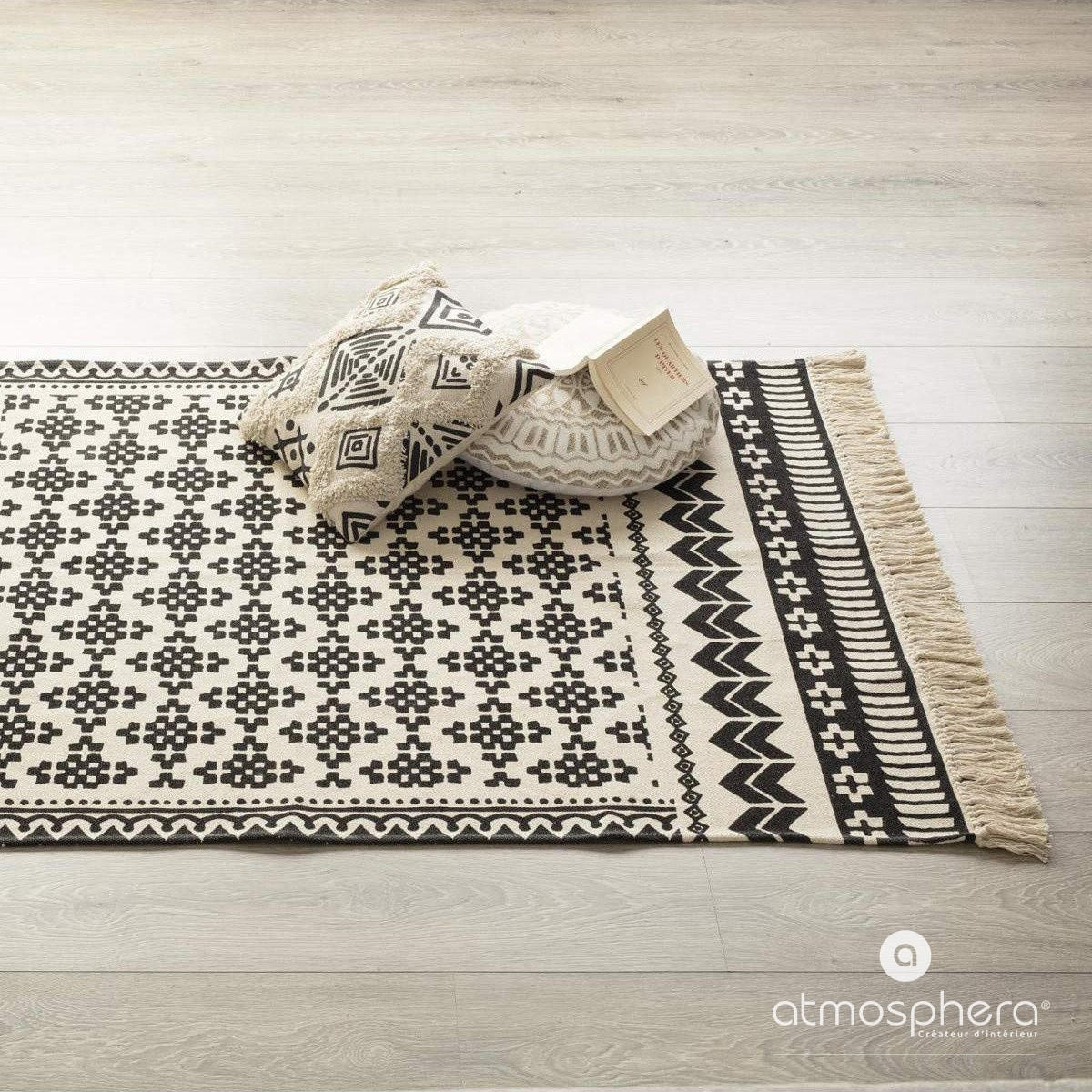 DEKO-TEPPICH aus Baumwolle 170/120 cm - Schwarz, Naturmaterialen (120/170cm) - Atmosphera Createur d´interieur
