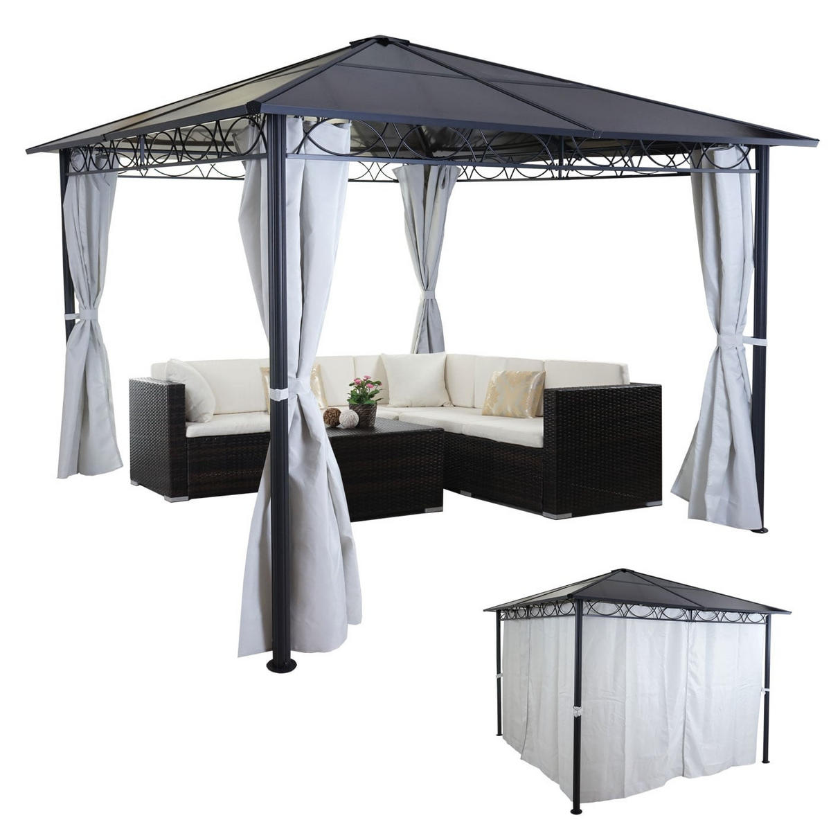 PERGOLA Hardtop 265x300x300cm Hellgrau - Hellgrau, Metall (300/265/300cm) - BERLINLODGE