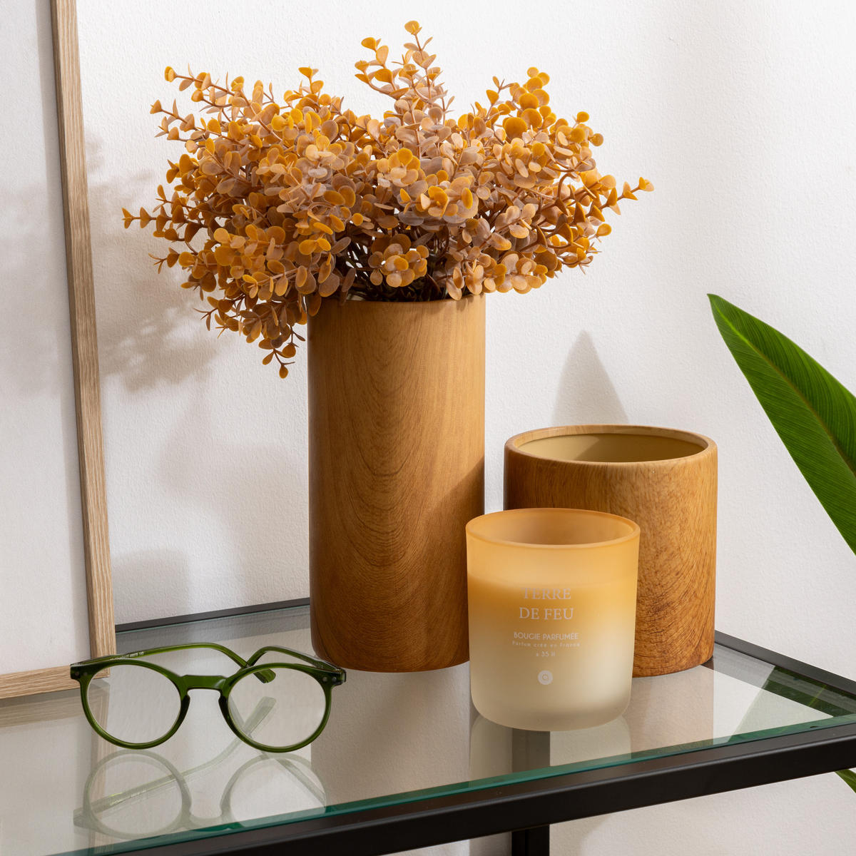 KERAMIKVASE Holzoptik Sao 9,5/9,5/20 cm - Braun, Keramik (20cm) - Atmosphera Createur d´interieur