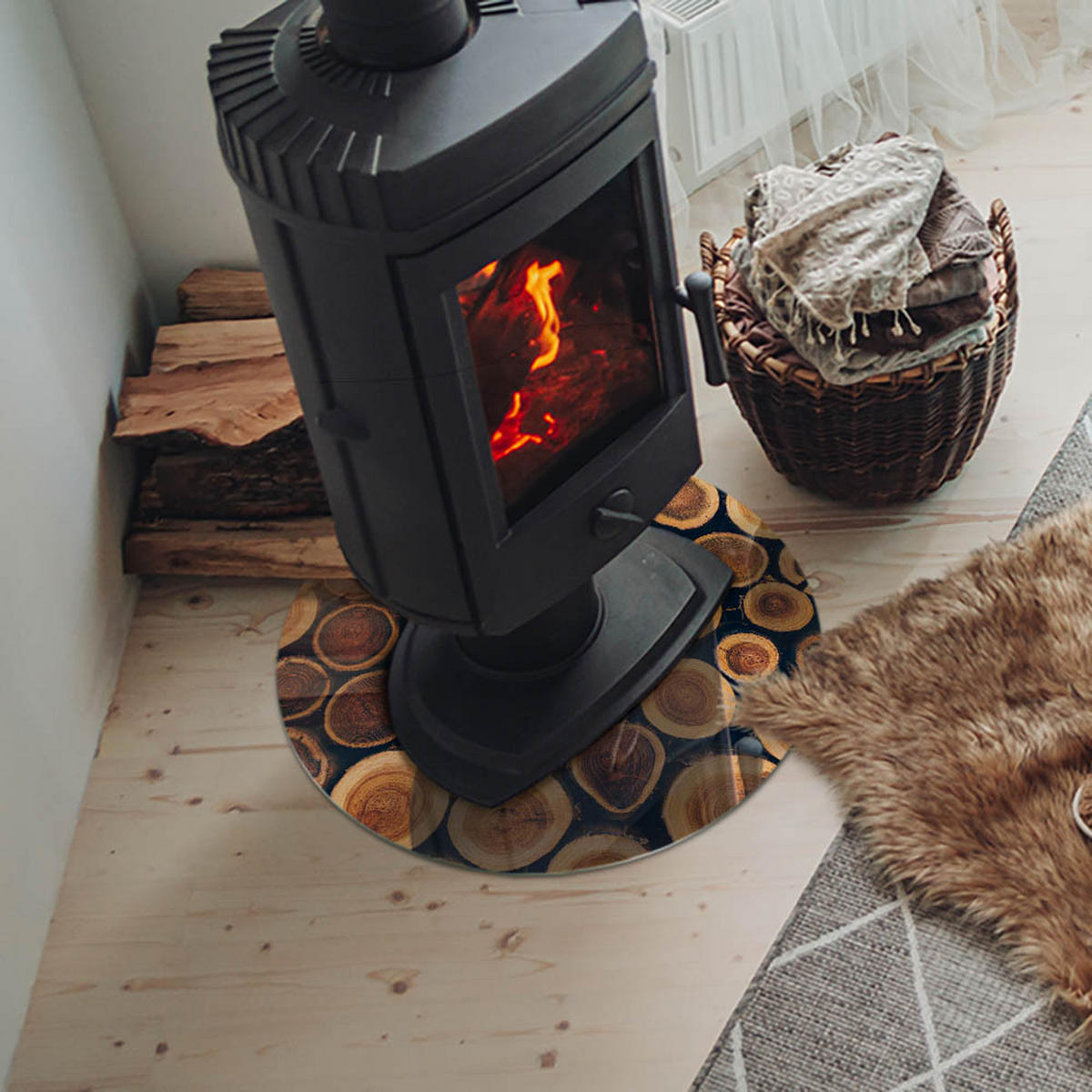 GLASPLATTE für Kamin Ø 50 cm Braun - Braun, Glas (50/50/0.4cm) - ArtPrintCave