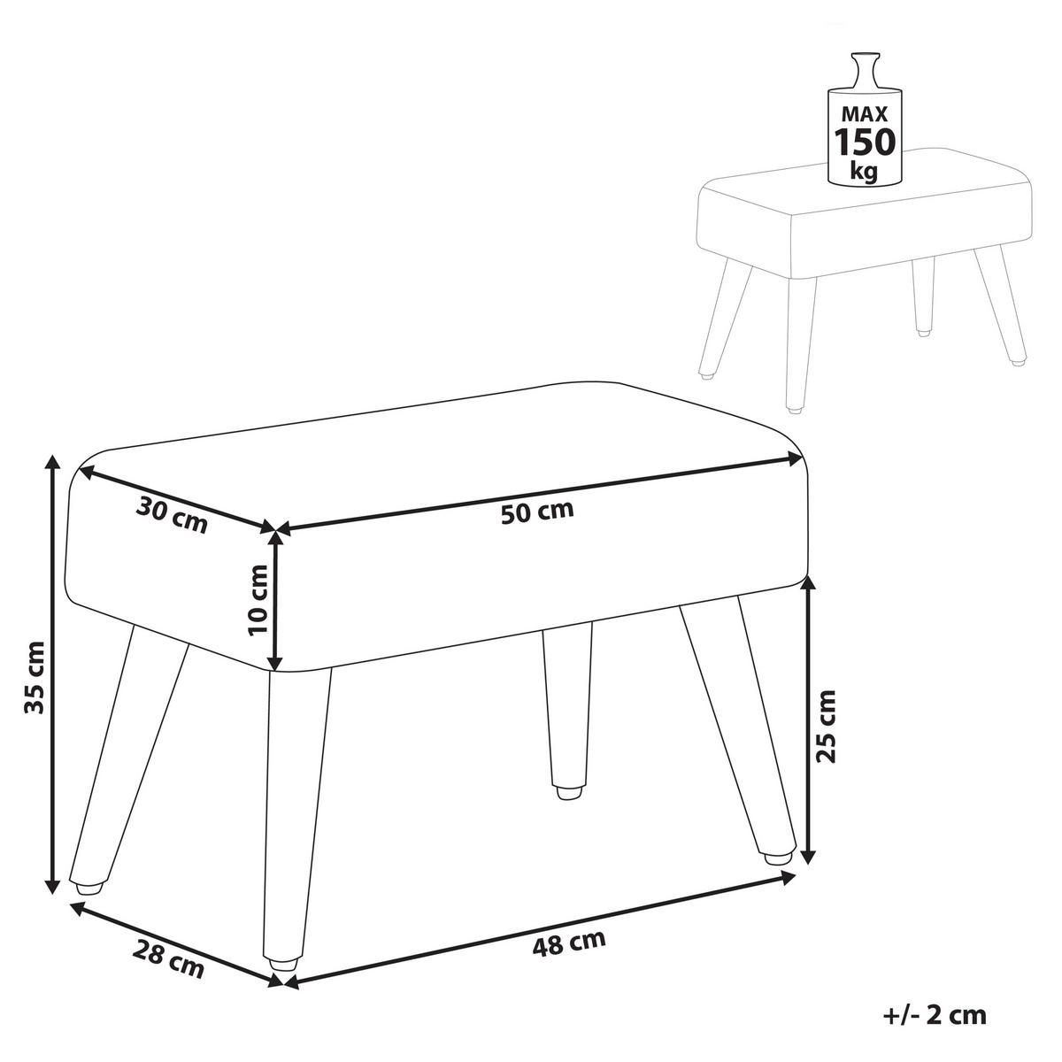 HOCKER Takoma 30/50/35 cm - Grau, Textil (50/35/30cm) - Beliani