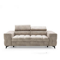 2-SITZER Sofa PUDDING 209 cm Velours Beige - Beige/Schwarz, Holz/Textil (209/93/100cm) - Muffo