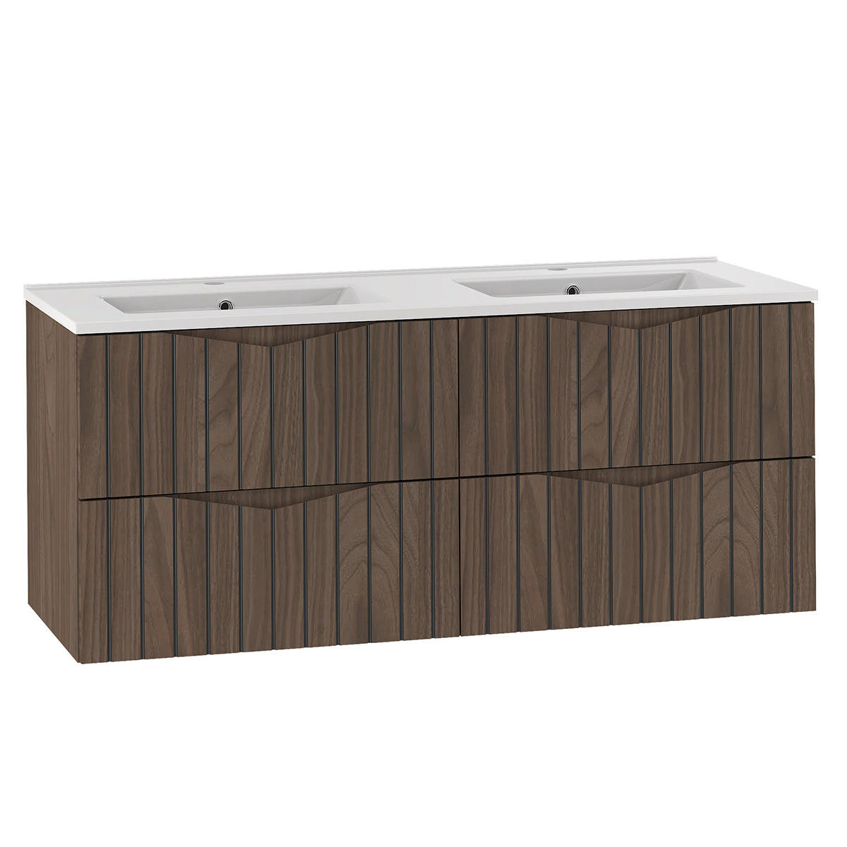 KOUPELNOVÝ NÁBYTEK 120cm Siena 2er-Set Dřevo a černá - hnědá, kompozitní dřevo (120/50/45.8cm) - Petits-meubles