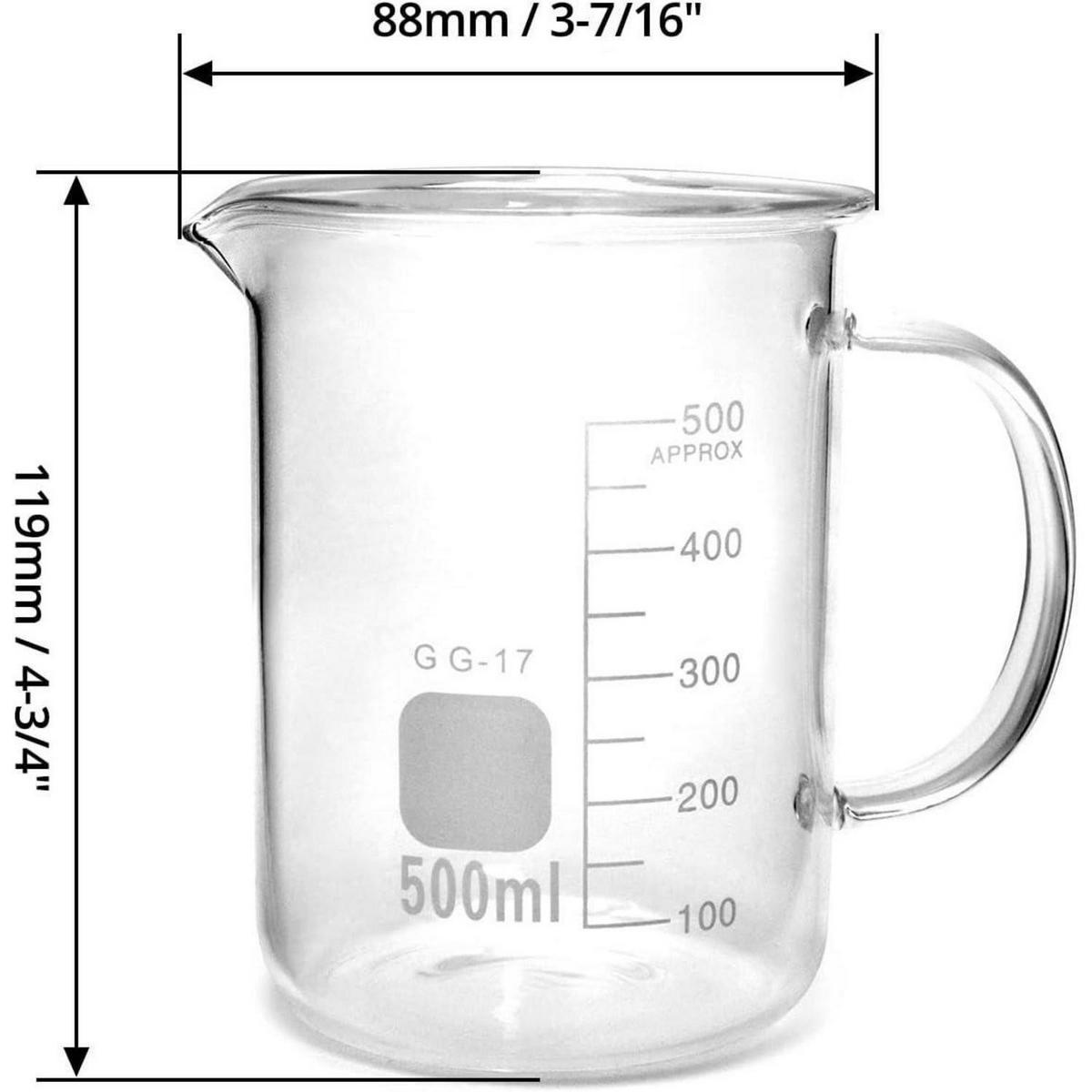 MESSBECHER mit Griff 500 ml Borosilikatglas - Transparent, Glas (0.5L)