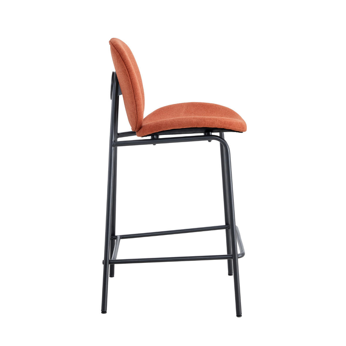 BARHOCKER (Set aus 2) aus Stoff mit schwarzen Metallbeinen - cori 43/54/66 cm - Rot, Textil (54/66/43cm) - Calicosy