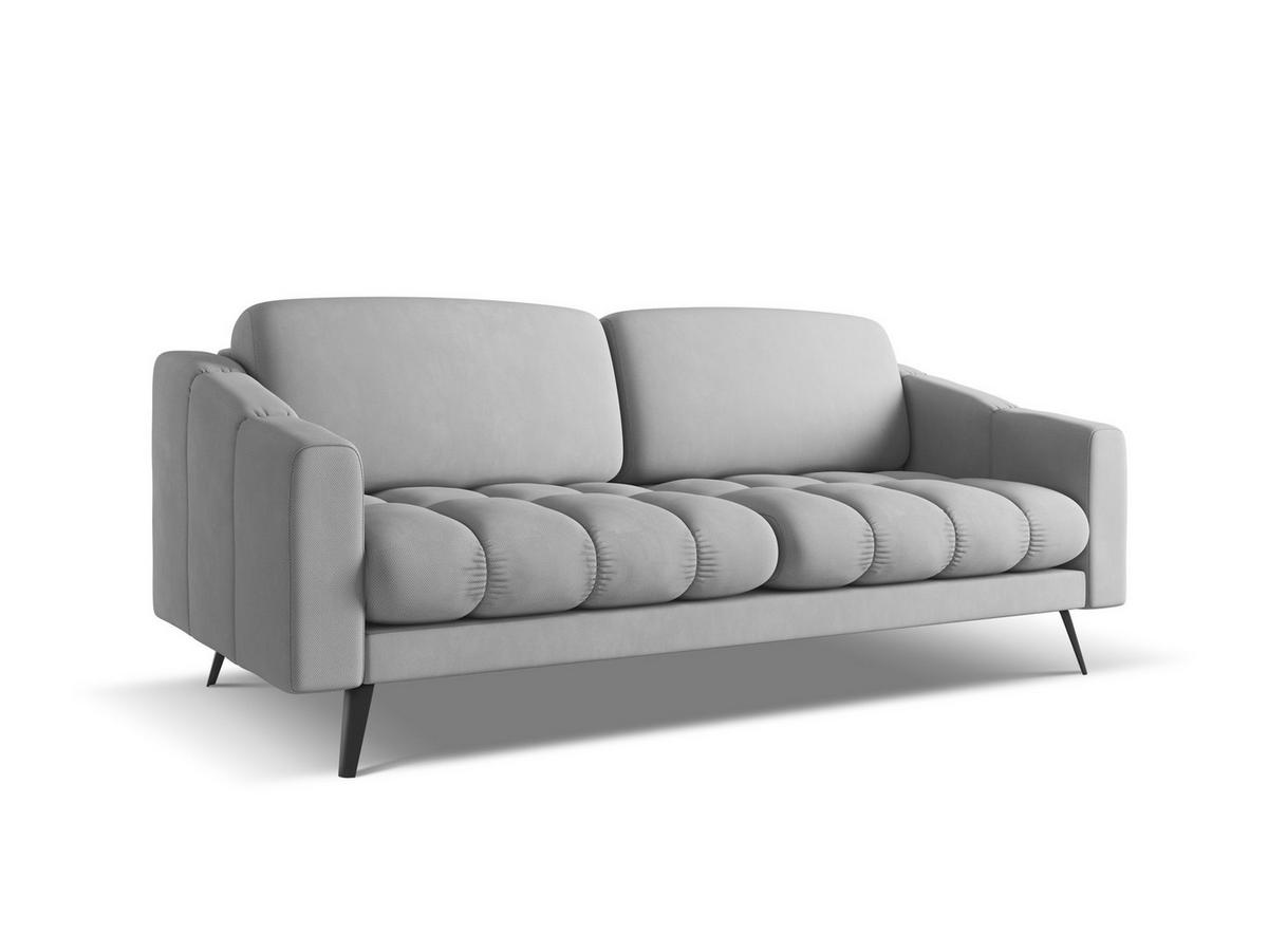 3-SITZER SOFA Chenille Stoff Grau - Hellgrau/Schwarz, Textil/Metall (202/80/95cm) - Makamii