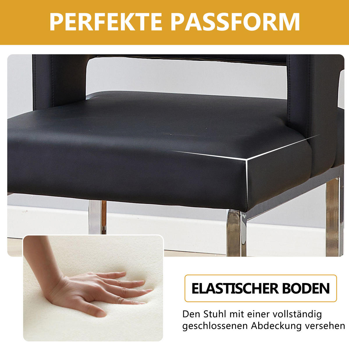 BARHOCKER Schwarz mit gepolstertem PU-Sitz und Metallgestell - Schwarz, Metall (53.3/91.4/48cm) - MIVRAY