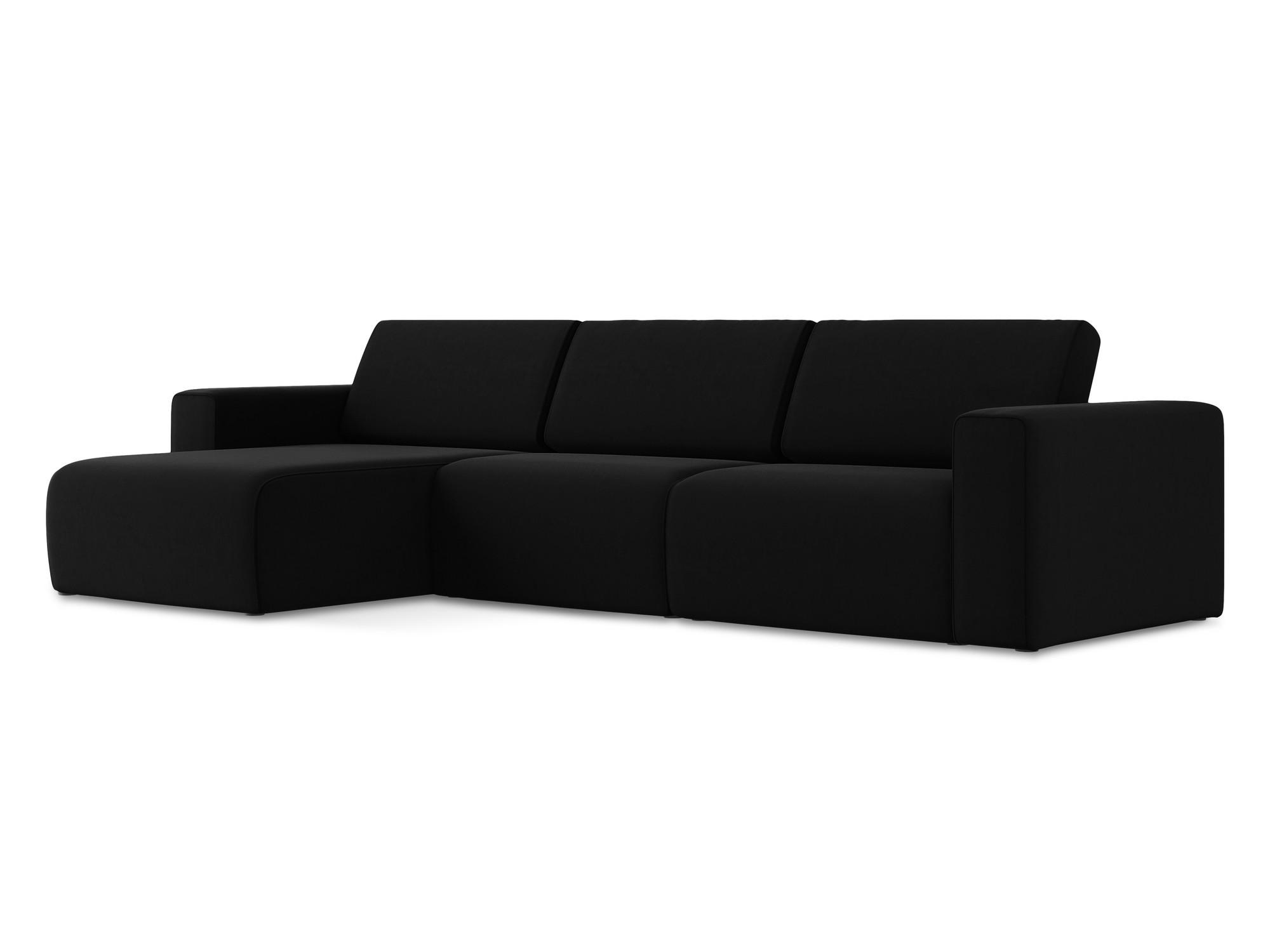 ECKSOFA Links Samt Stoff Schwarz - Schwarz/Grau, Kunststoff/Textil (167/314cm) - Makamii
