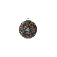 WEIHNACHTSKUGEL Opium, Pfaumuster, Glas / Acryl / Kunststoff, Blau / Gold, Ø 6 cm - Blau, Glas (6/1/6cm) - Gift Company