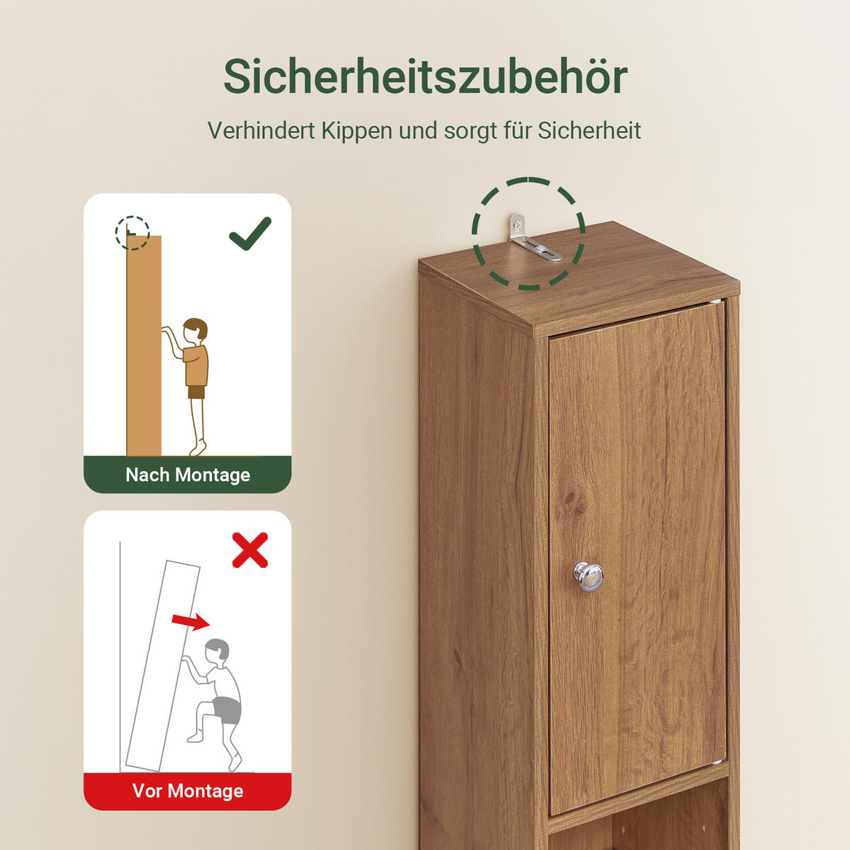 HOCHSCHRANK Vintage - Hellbraun, Holzwerkstoff (20/180/20cm) - SoBuy