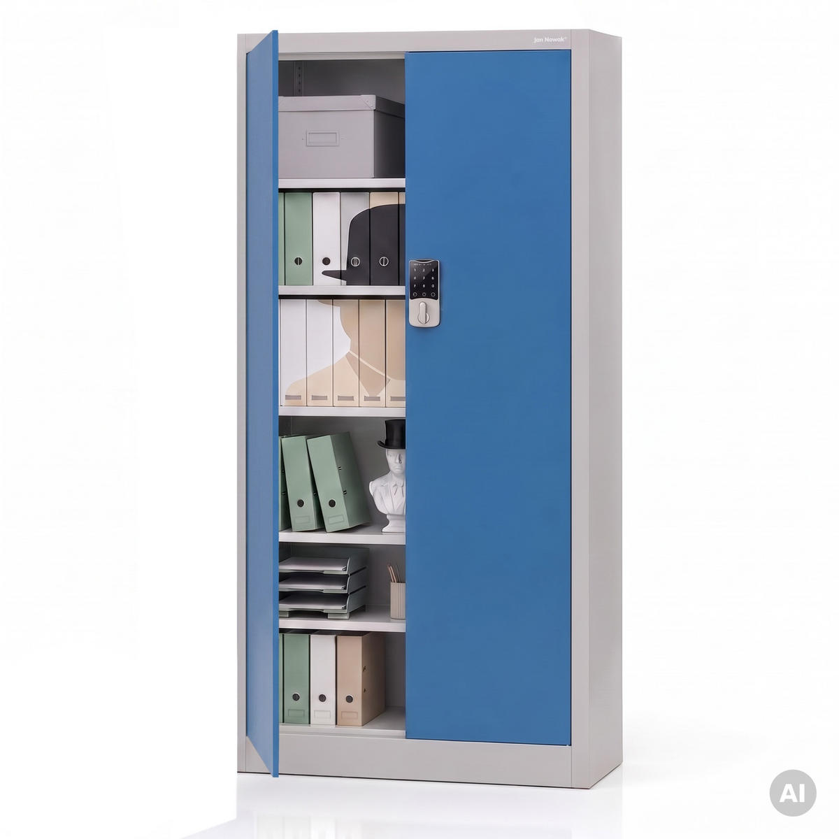 BÜROSCHRANK mit Zahlenschloss DANIEL 185x90x40 cm - Blaugrau, Metall (90/185/40cm) - Jan Nowak