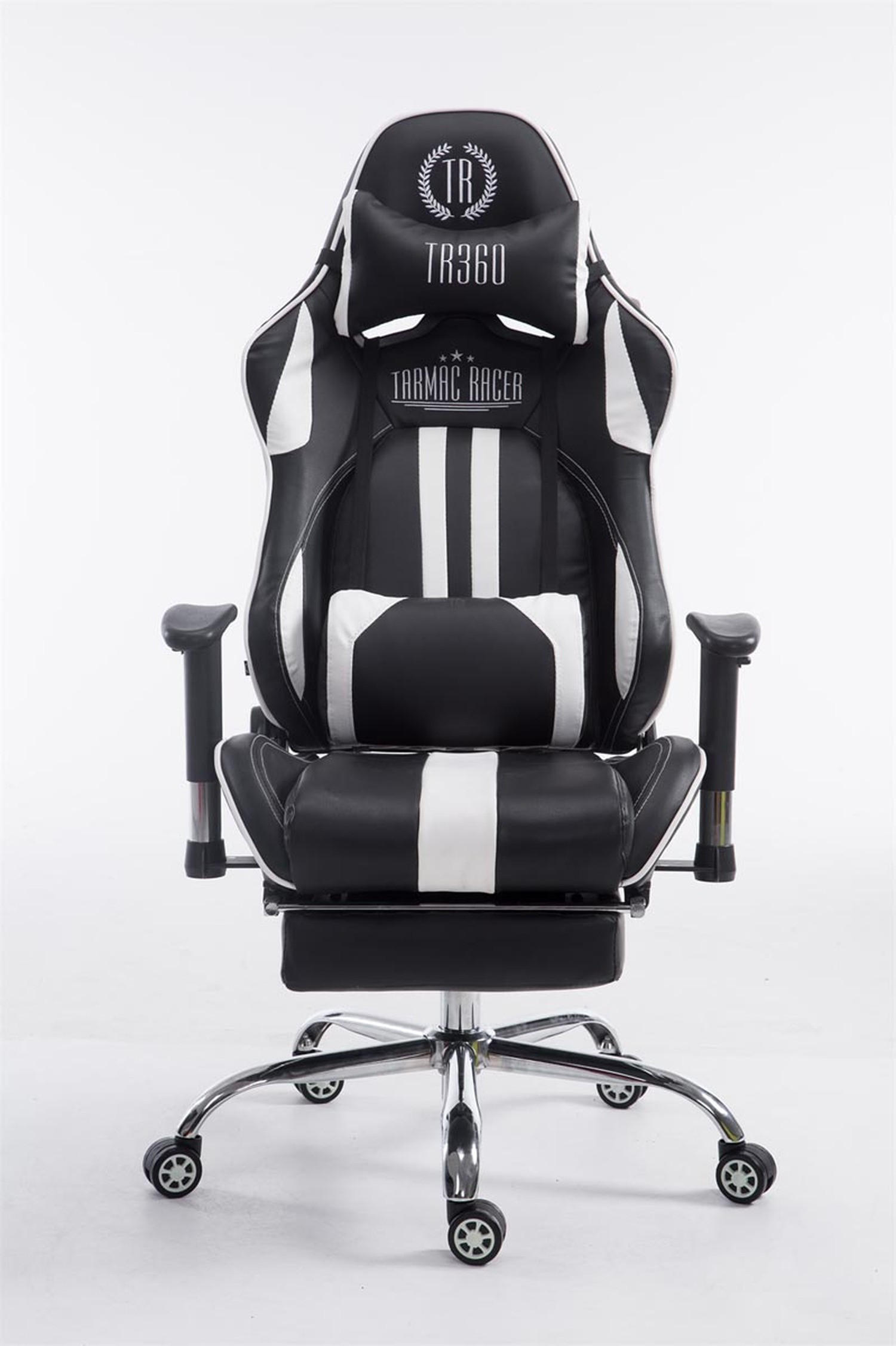 GAMINGSTUHL Limitless-2, Kunstleder mit Fußablage Schwarz/Weiß - Weiß, Textil/Metall (70/135/58cm) - TPFLiving