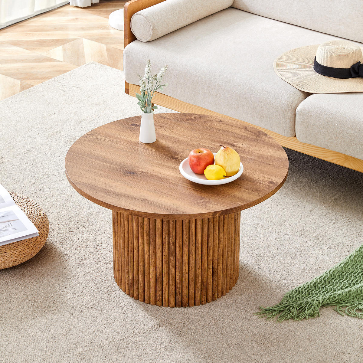 COUCHTISCH 70/70/42 cm holzfarben aus MDF mit Metallrahmen - Kieferfarben, Holzwerkstoff (70/70/42cm) - OKWISH