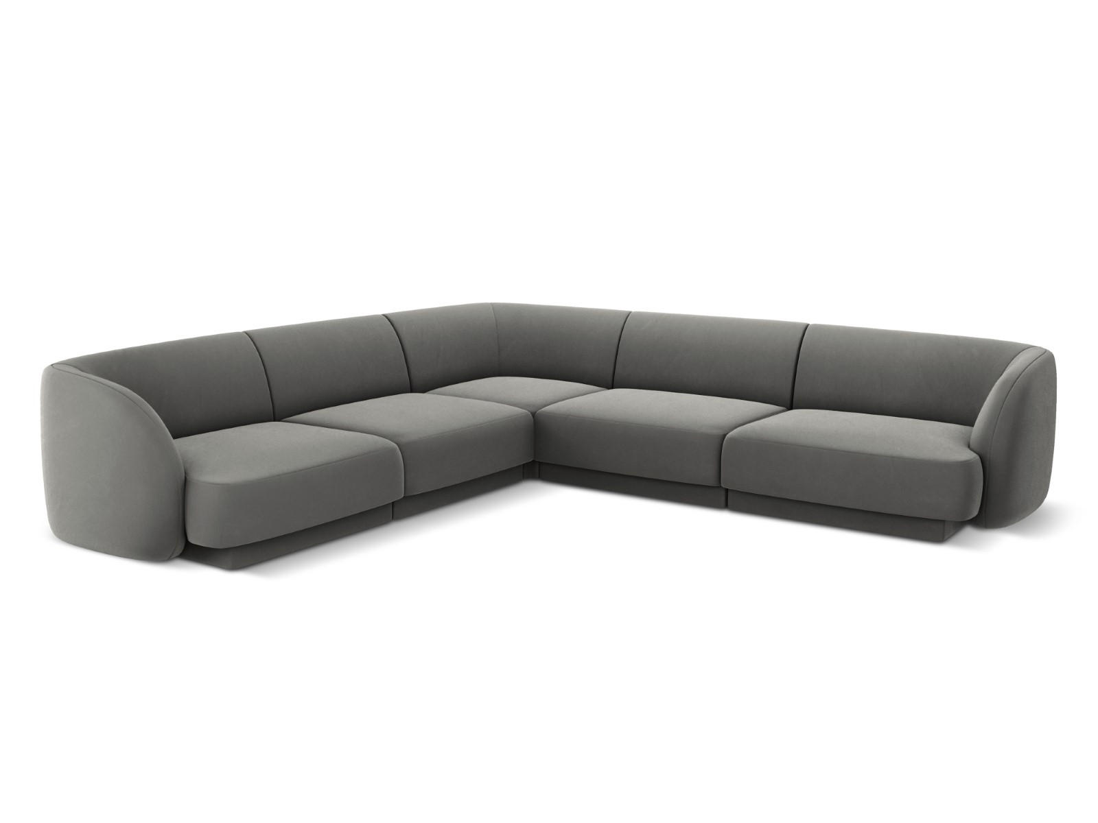 WENDBARES-ECKSOFA Miley aus Samt hellgrau 5 Sitzplätze - Hellgrau, Textil (255/255cm) - Micadoni