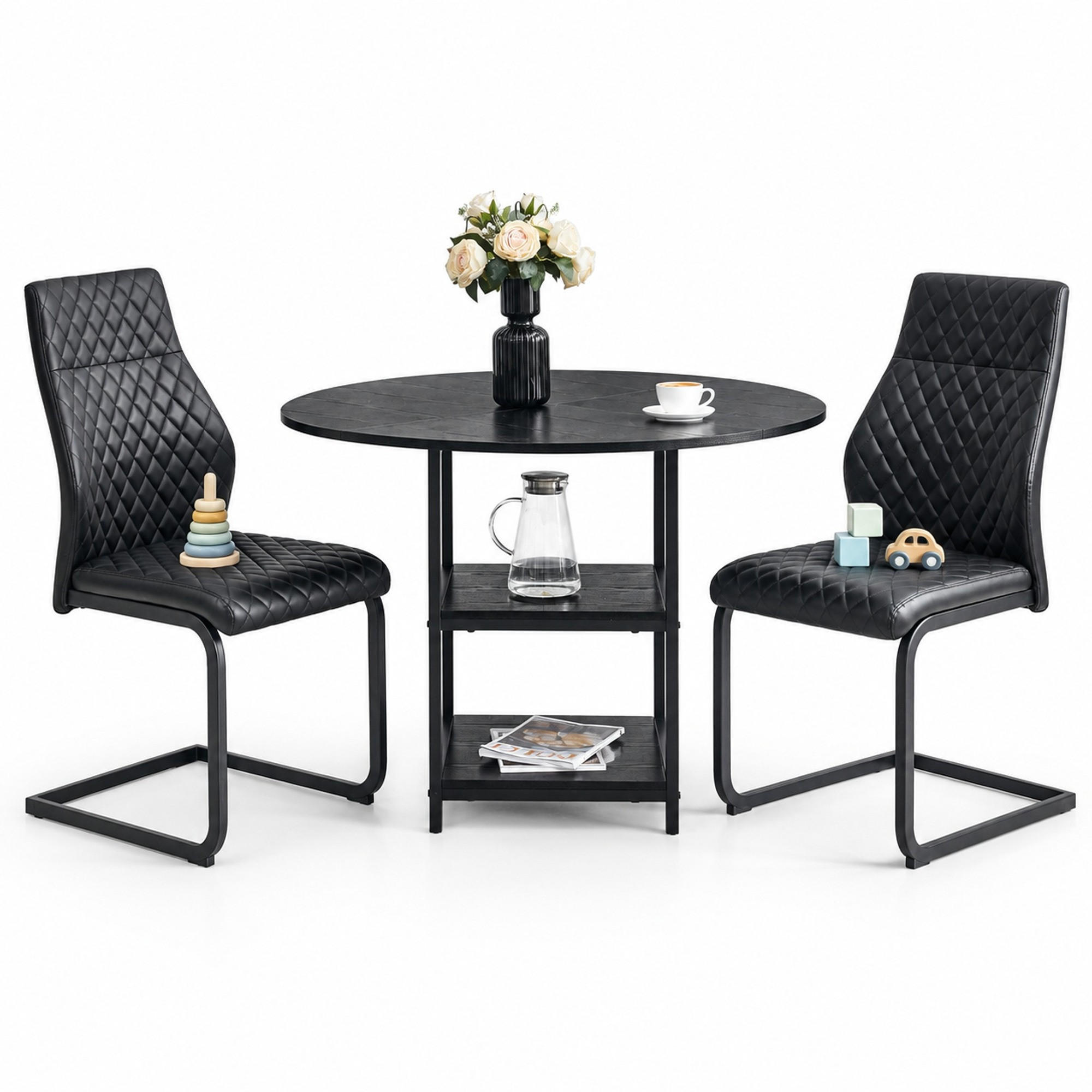 Meubliv Essgruppe Schwarz 107x75x107 cm