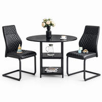 ESSGRUPPE 2-tlg. mit rundem Tisch 107 cm Schwarz MDF/Metall - Schwarz, Metall (107/75/107cm) - Meubliv